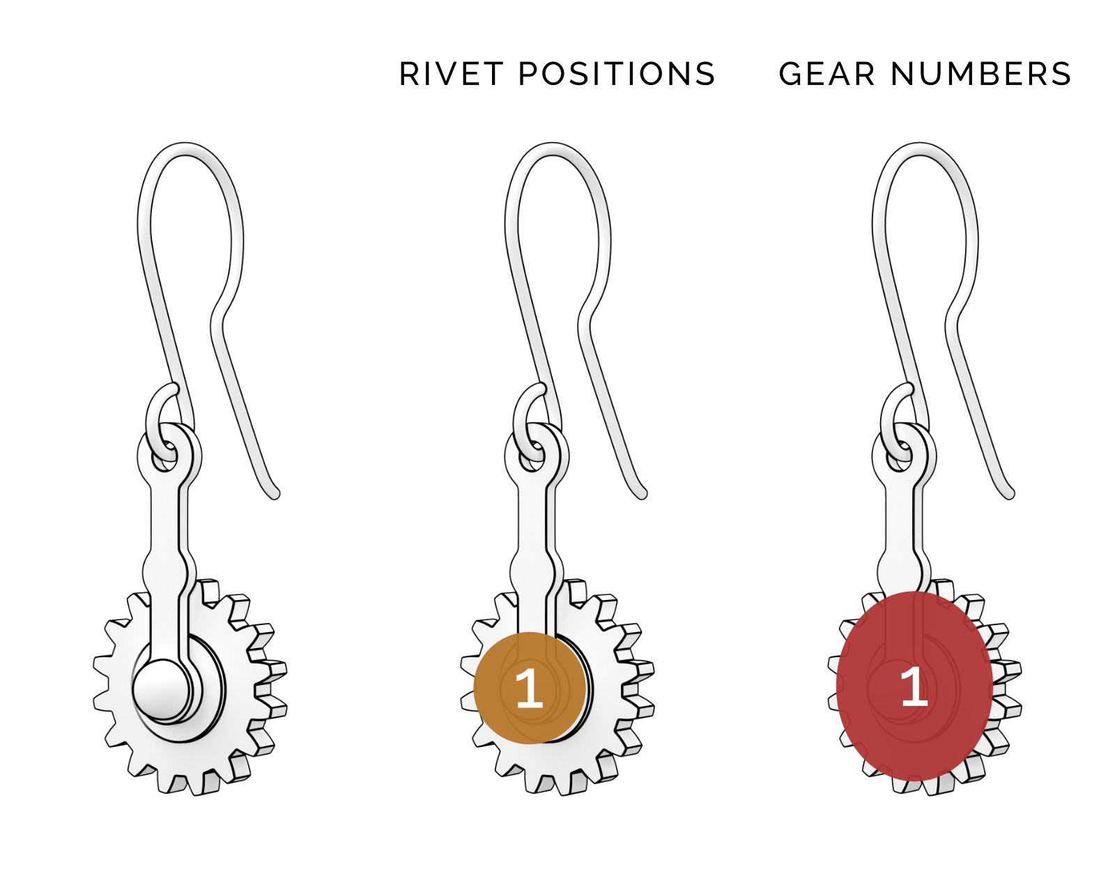 gear earrings Sun Rays