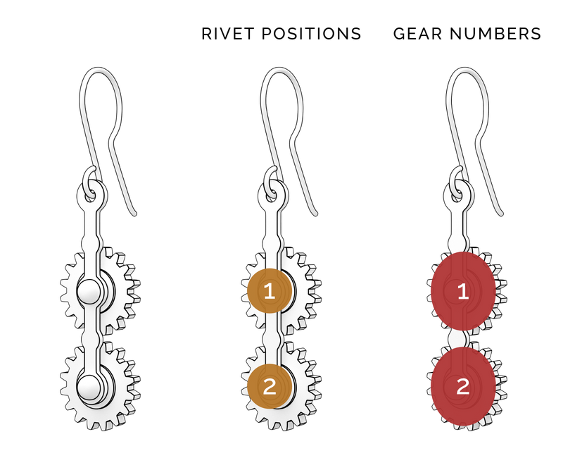 Arc with 2 Gears | Drop Earrings