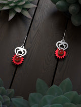 Floral Heart | Drop Earrings with Gears