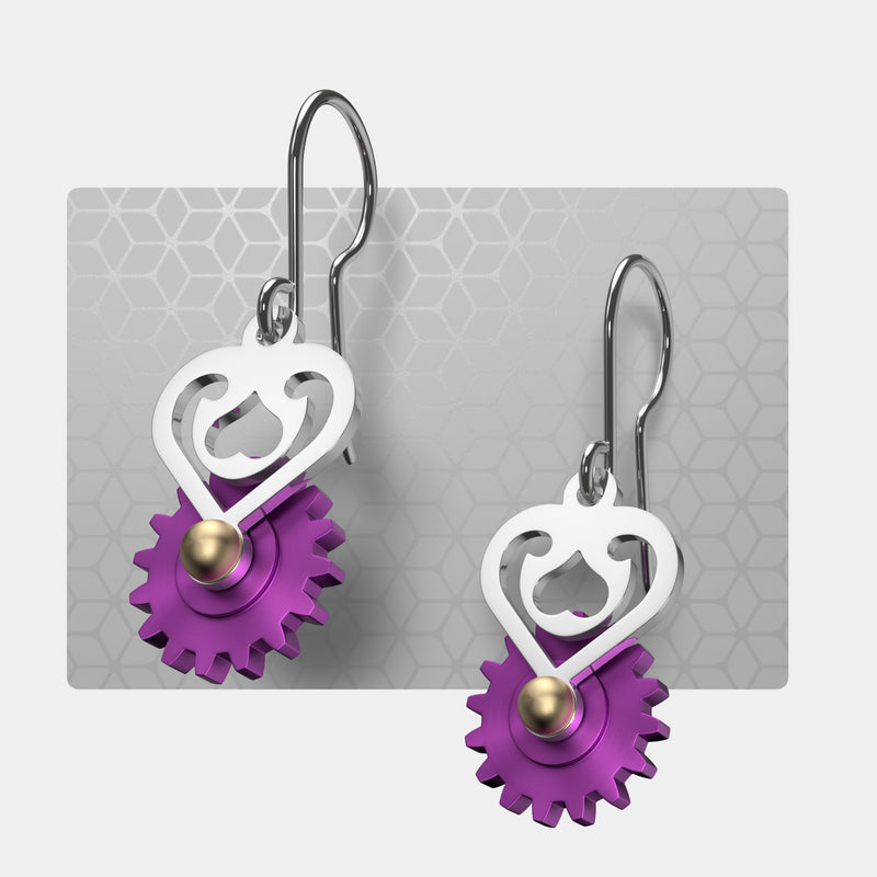 Floral Heart | Drop Earrings with Gears