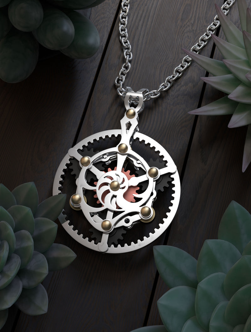 Fibonacci Hex | Large Planetary Gear Pendant