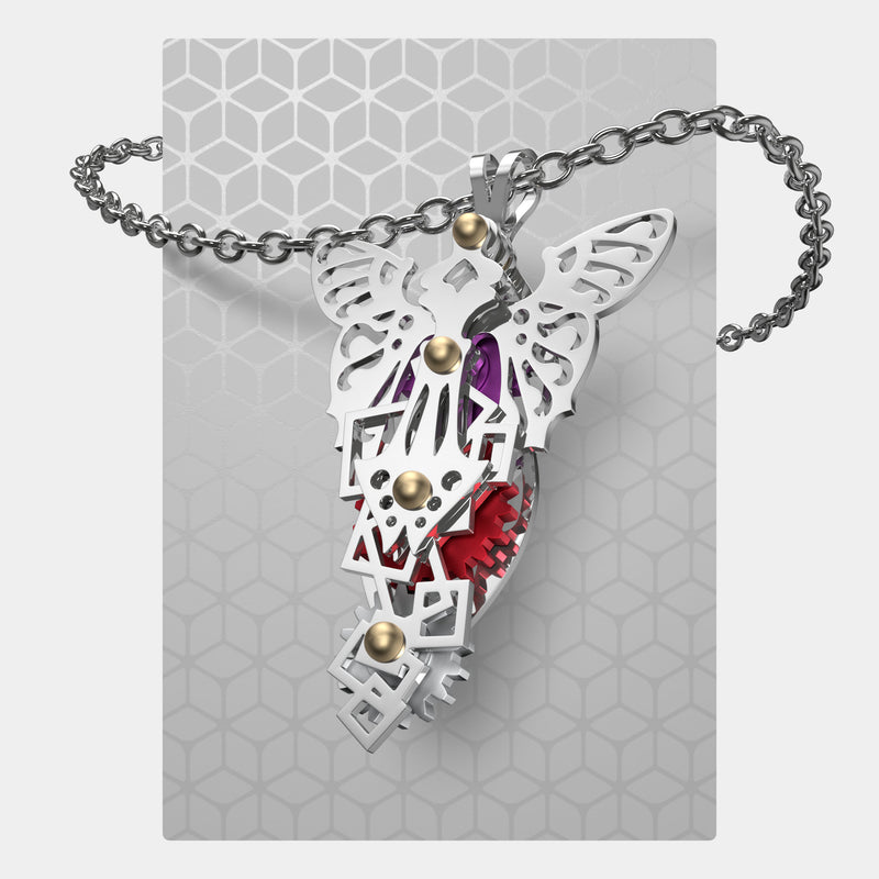 Abstract Square Butterfly | Large Pendant