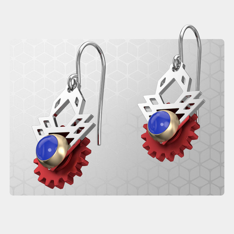 Sun Rays | Drop Earrings with Gear