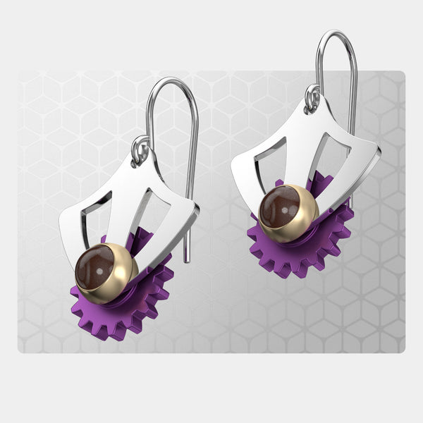 Modern Gothic | Drop Earrings with Gear