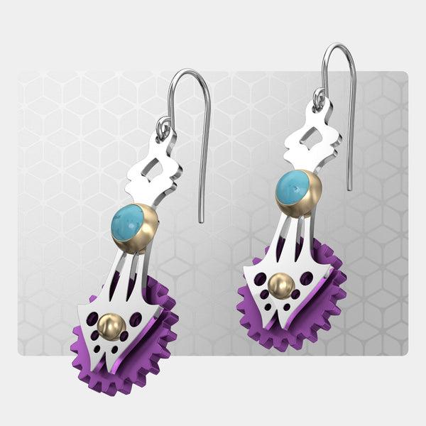 Butterfly | Drop Earrings with Gears